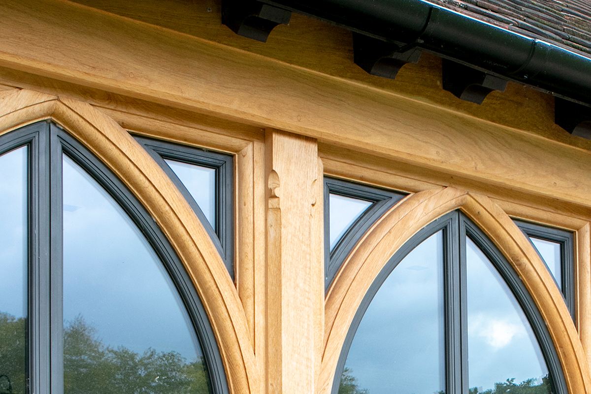 Close up of smaller bronze panes