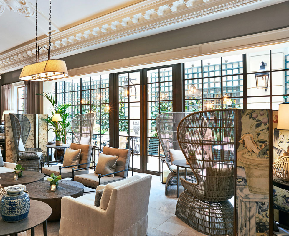 bronze screen in a london hotel